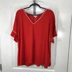 Max Studio Blouse Tunic  Red Size 2X CB-04